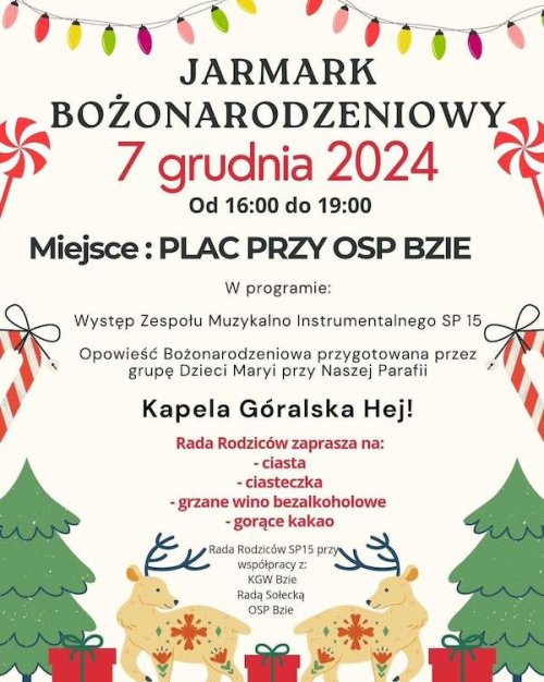 Jarmark Bożonarodzeniowy w Bziu -  7 grudnia 2024 r.