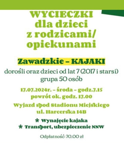 Zawadzkie - KAJAKI - wakacyjne wycieczki z MOSIR-em