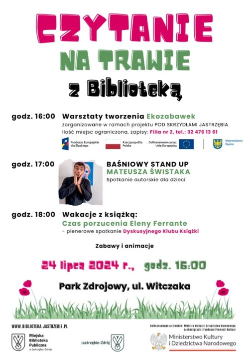 Czytanie na trawie z Biblioteką - 24 lipca - Park Zdrojowy w Jastrzębiu-Zdroju