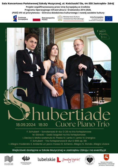 Koncert “Schubertiade” w wykonaniu Cuore Piano Trio